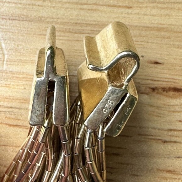 VTG Zuni Liquid Silver‎ Gold Plated Bracelet + Earrings Stamped Sterling & LC - Picture 8 of 12